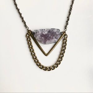 Handmade Natural Amethyst Crystal Cluster Necklace